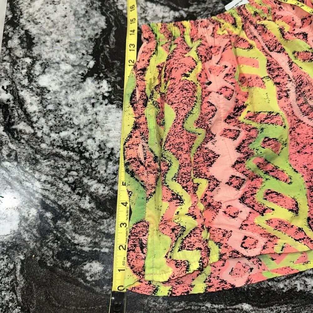 Vintage Sideout Mens Small Swim Trunks 90s Neon Abstract Nylon Board Shorts 3.5